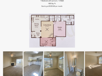 1Bed 1.5Bath Spacious apartment avl for rent